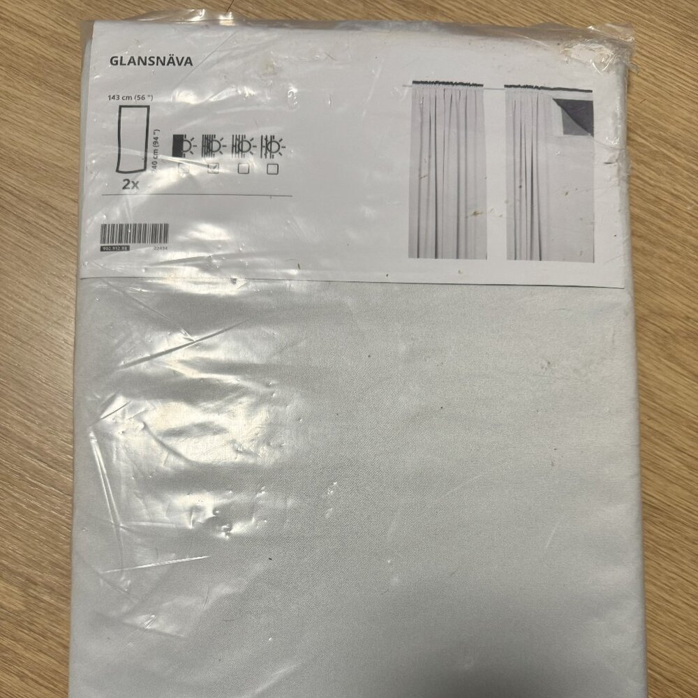Ikea GLANSNAVA Black Out Curtain Liners Room Darkening 1 Pair 56" x 94" Gray NEW